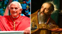 Benedicto XVI y San Agustín. Crédito: Vatican Media - Philippe de Champaigne