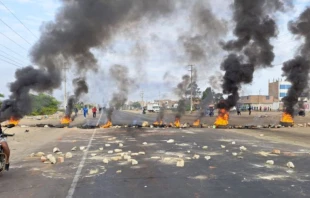 Bloqueo de carretera en Peru00fa. Cru00e9dito: ANDINA/Archivo. 