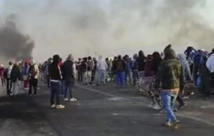 Bloqueo de carretera en Peru00fa. Cru00e9dito: ANDINA / Difusiu00f3n. 