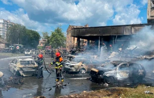 Zona donde impactaron los misiles rusos en Vinnytsia, en el centro de Ucrania, el 14 de julio de 2022. Cru00e9dito: Ministerio del Interior de Ucrania (CC BY 4.0) 