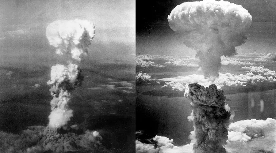 Nubes de hongos sobre Hiroshima (izquierda) y Nagasaki (derecha) producidas por las bombas atómicas. Foto: Ejército de Estados Unidos / Dominio Público.?w=200&h=150