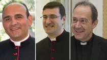 Los nuevos nuncios. De izquierda a derecha: Mons. Paolo Borgia, Mons. Paolo Rudelli y Mons. Antoine Camilleri. Crédito: Vatican News