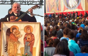 Kiko Argu00fcello durante el encuentro con miembros del Camino Neocatecumenal en Cracovia / Foto: Alvaro De Juana 