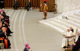 Encuentro del Papa Francisco con responsables diocesanos del Camino Sinodal italiano. Cru00e9dito: Daniel Ibu00e1u00f1ez/ACI Prensa 