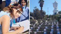 Candidatos provida firman compromiso por la vida a los pies de la Virgen María en Santiago de Chile. Crédito: Giselle Vargas ACI Prensa.