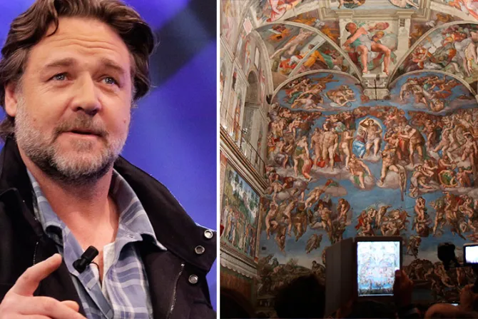 Russell Crowe visita la Capilla Sixtina y afirma que no existe “privilegio más especial”