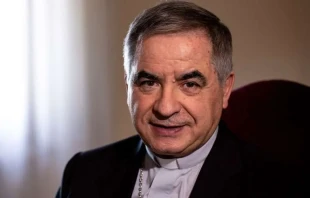 Cardenal Becciu. Foto: Daniel Ibu00e1u00f1ez / ACI Prensa 