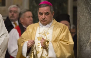 Cardenal Angelo Becciu. Cru00e9dito: Lucu00eda Ballester / ACI Prensa 