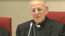 Cardenal Ricardo Blázquez, presidente de la CEE, durante el discurso inaugural de la asamblea plenaria. Foto: Captura de pantalla Youtube. 