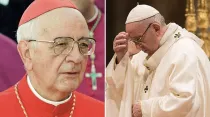 Cardenal Eduardo Martínez Somalo. Crédito: Vatican News. Papa Francisco. Foto: Marina Testino / ACI Prensa