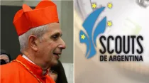 Cardenal Mario Aurelio Poli. Foto: ACI Prensa / Logotipo de Scouts de Argentina.