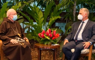 El Cardenal Seu00e1n O'Malley y Miguel Du00edaz Canel. Cru00e9dito: Twitter oficial de Miguel Du00edaz-Canel 