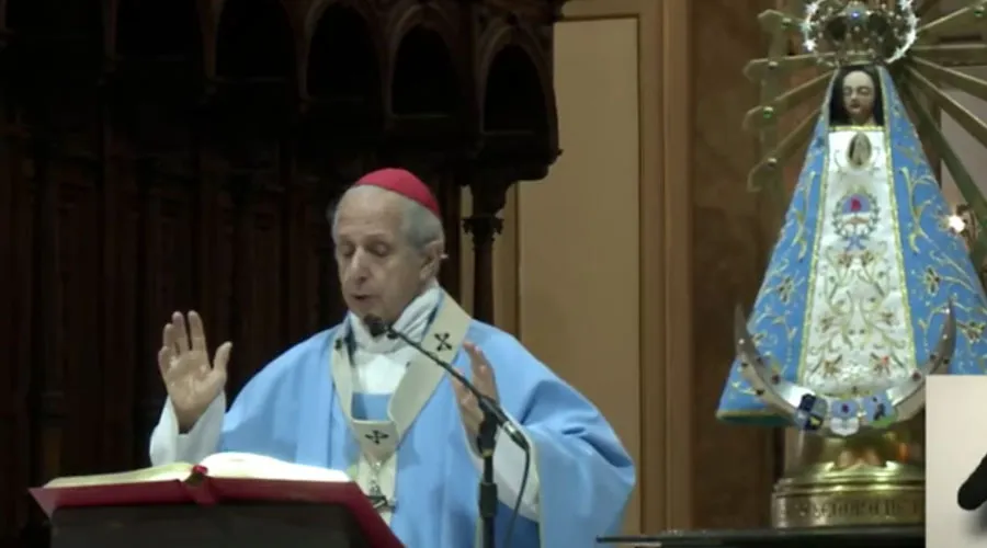 Cardenal Mario Poli en Misa con motivo de la fiesta de la Virgen de Luján. Crédito: Captura Youtube.?w=200&h=150