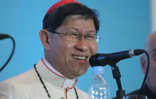 Cardenal Luis Antonio Tagle en conferencia de prensa en Manila. Foto: Alan Holdren / ACI Prensa. 