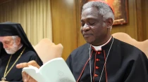 Cardenal Peter Turkson al presentar encu00edclica Laudato Si'. Foto: Bohumil Petrik / ACI Prensa.