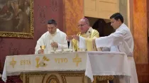 Mons. Cargnello celebrando la Eucaristía. Crédito: Arzobispado de Salta