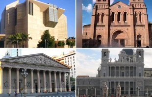 Foto : Catedral Nuestra Seu00f1ora de Los u00c1ngeles - Catedral Metropolitana de Medellu00edn - Catetral Metropolitana de Buenos Aires - Catedral de la Almudena / Cru00e9dito : Wikipedia (Dominio Pu00fablico)  Wikipedia (Dominio Pu00fablico)