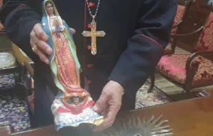 Imagen de la Virgen de Guadalupe que resistió terremoto.Crédito: Cortesía Mons. Chada, Arzobispo Sirio Católico de Alepo 