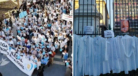 Mu00e9dicos defienden la vida frente a casa de gobierno de Argentina [VIDEO]