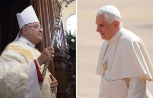 Mons. Charles Chaput. Cru00e9dito: EWTN / Papa Benedicto XVI. Cru00e9dito: Flickr de Catholic Church England and Wales (CC BY-NC-ND 2.0) 