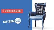 Afiche de la campaña "Yo voto valores" de CitizenGo en Italia