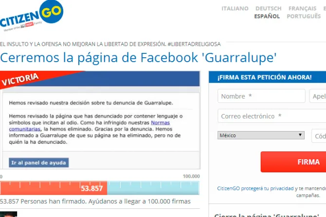 Facebook cierra nuevamente página que insultaba a Virgen de Guadalupe