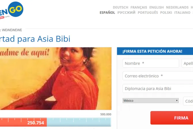 Más de 250 mil personas piden a Estados Unidos presionar por liberación de Asia Bibi