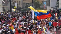 Una multitud de colombianos en Bogotá durante el viaje del Papa Francisco en 2017. Crédito: David Ramos / ACI Prensa