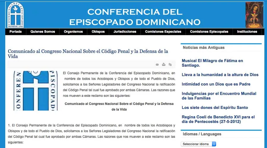 Captura de pantalla de sitio web oficial de la Conferencia Episcopal Dominicana.?w=200&h=150