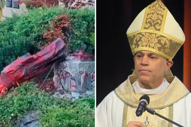 Arzobispo critica reducción de cargos de quienes vandalizaron estatua de santo en EEUU
