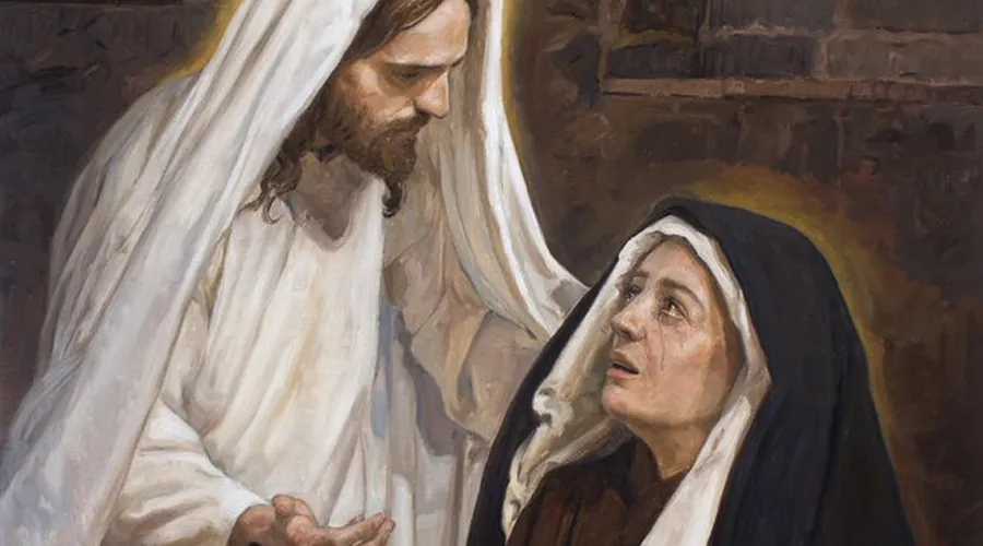Jesús Resucitado junto a la Virgen María, en pintura de Raúl Berzosa.