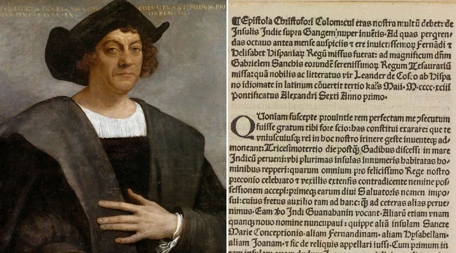 Cristóbal Colón. Dominio Público / Un extracto de la carta restituida al Vaticano. Foto: Embajada de Estados Unidos