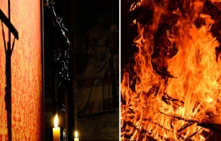 Imagen referencial crucifijo y fuego. Cru00e9dito: Pixabay 