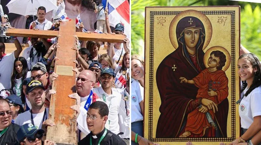 Cruz peregrina y el icono de María Salus Populis Romani / Fotos: Facebook Jornada Mundial de la Juventud