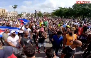 Protestas en Cuba. Cru00e9dito: EWTN Noticias (Captura de video) 