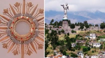 Custodia eucaru00edstica. Cru00e9dito: Giselle Vargas (ACI Prensa)  / Virgen Alada en el Cerro del Panecillo en Quito. Cru00e9dito: David Ramos (ACI Prensa)