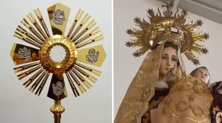 Sujeto roba de iglesia una custodia y la corona de la Virgen María