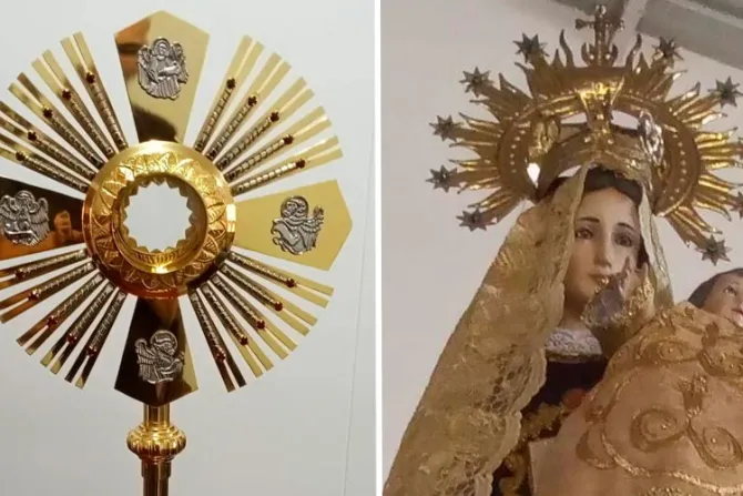 Sujeto roba de iglesia una custodia y la corona de la Virgen María