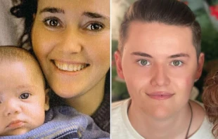 Ioana con su hijo David al poco de nacer y David au00f1os despuu00e9s. Cru00e9dito: Fundaciu00f3n Madrina 