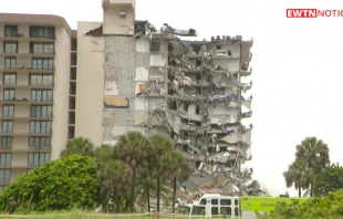Colapso parcial de un condominio de 12 pisos en Miami. Cru00e9ditos: EWTN Noticias 