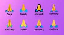 El emoji más usado para significar la acción de rezar en distintas versiones. Crédito: Emojipedia.