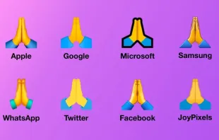 El emoji más usado para significar la acción de rezar en distintas versiones. Crédito: Emojipedia. 