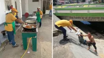 Preparación y entrega de almuerzos a los necesitados en Cúcuta durante la pandemia. Crédito: Facebook - Diócesis de Cúcuta