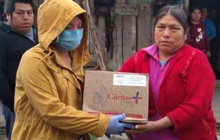 Entrega de despensas en Puebla, Mu00e9xico. Cru00e9dito: Cu00e1ritas Mexicana. 