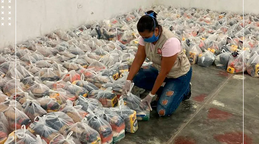 Kits de alimentos para las personas necesitadas. Créditos: Cáritas de Venezuela
