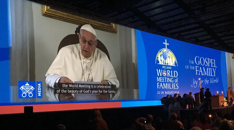 El videomensaje del Papa Francisco transmitido en Dublin. Foto: Twitter Obispos de Irlanda?w=200&h=150