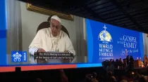 El videomensaje del Papa Francisco transmitido en Dublin. Foto: Twitter Obispos de Irlanda