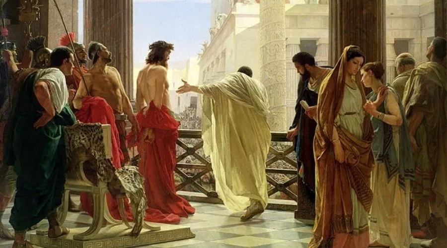 Pintura "Ecce Homo", que muestra a Jesús con Poncio Pilato. Autor: Antonio Ciseri.