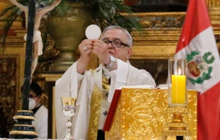 Mons. Josu00e9 Antonio Eguren Anselmi en la Misa de hoy. Cru00e9dito: Arzobispado de Piura 