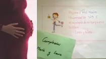 Foto referencial embarazada Pixabay / La nota con la que las niñas entregaron su donación a RedMadre